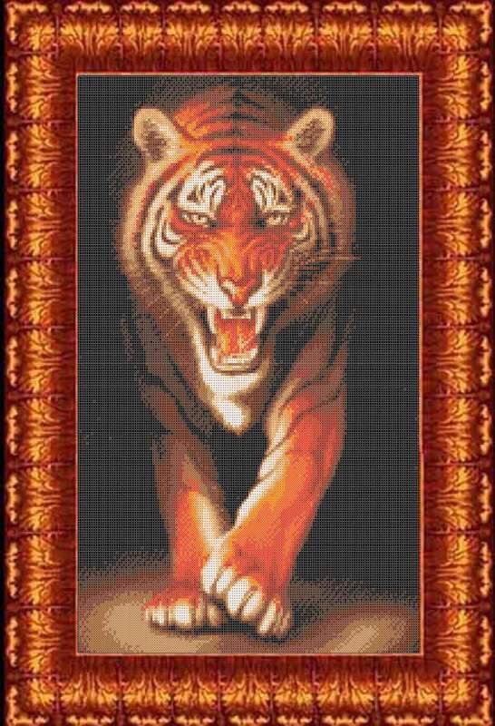 Хищники Тигр - Основа на габардине для вышивки бисером и крестом
